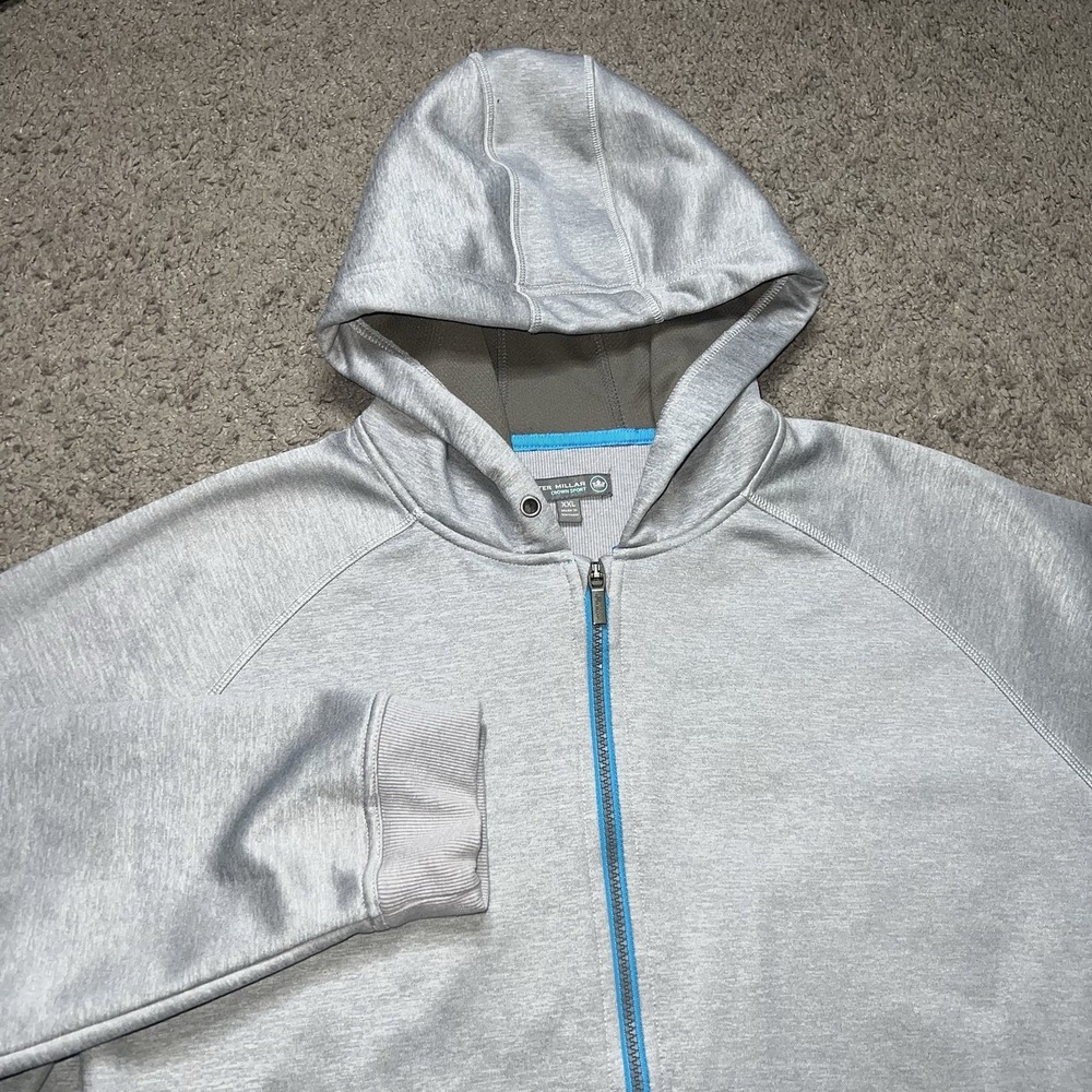 Peter Millar Crown Sport Placid Full-zip Hoodie Jacket Mens 2XL Gray